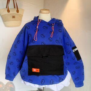 Fire Print Color Block Hoodie Streetwear Style 🔥